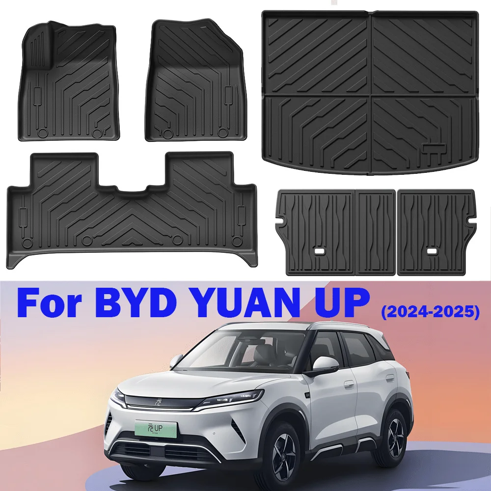 

Для BYD Yuan Pro/Yuan UP 2024 2025 Автомобильные коврики для багажника Коврик для багажника TPE 3D Коврик для ног Левый руль Водонепроницаемый комплект ЧЕРНЫЙ