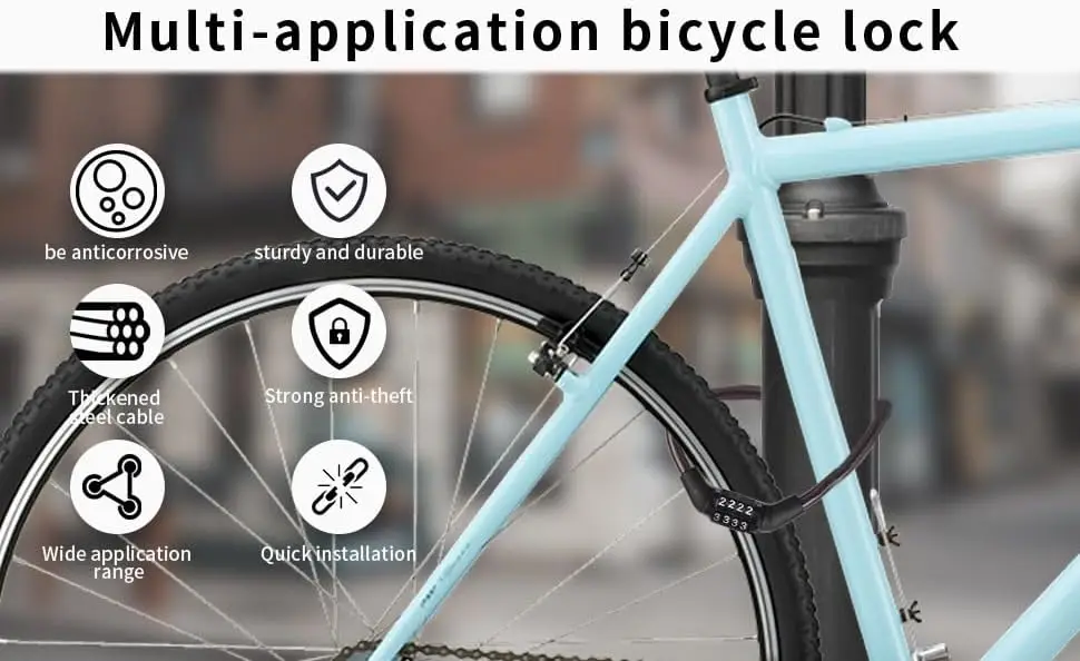 Diebstahlsicheres Fahrrad-Zahlenschloss – starkes Stahlkabel, bohrfest, kratzfest – sicher für Ihr Fahrrad – Detail 1