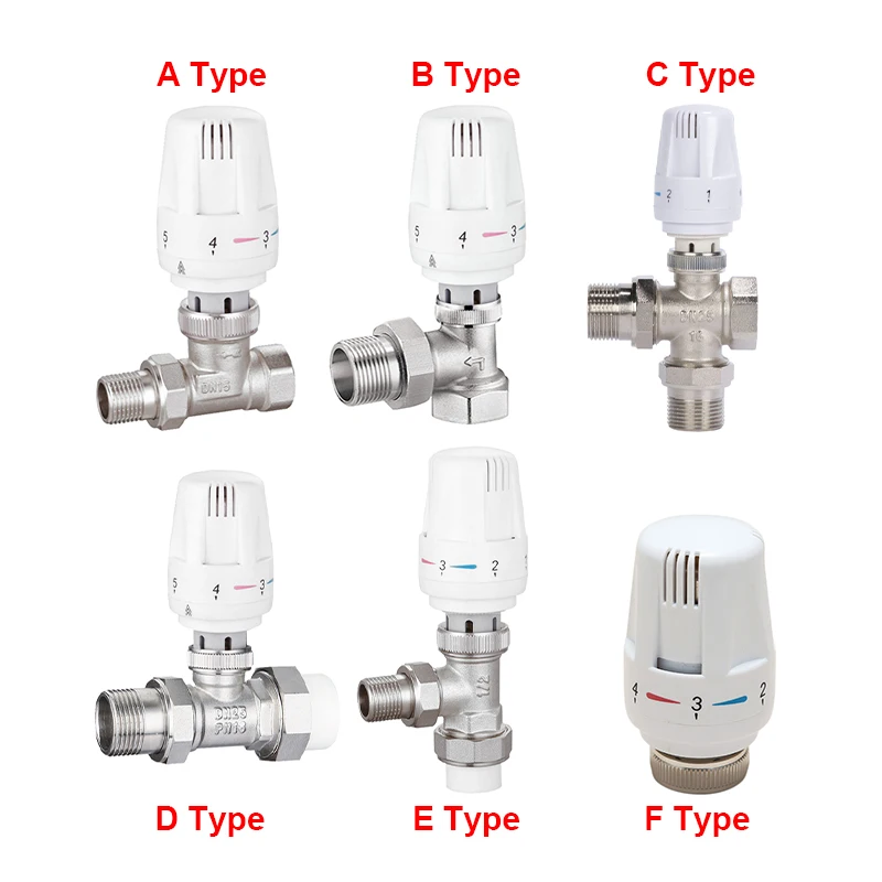 Radiator Temperature Control Valve PPR Hot Melt Straight/Angle type/Three-Way Actuator Thermostat Temperature Heater Control