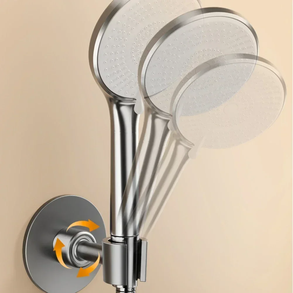 Adjustable Shower Head Holder Handheld Shower Head Bracket Without Drilling Stainless Steel Bathroom Shower Fixed Base Bracket
