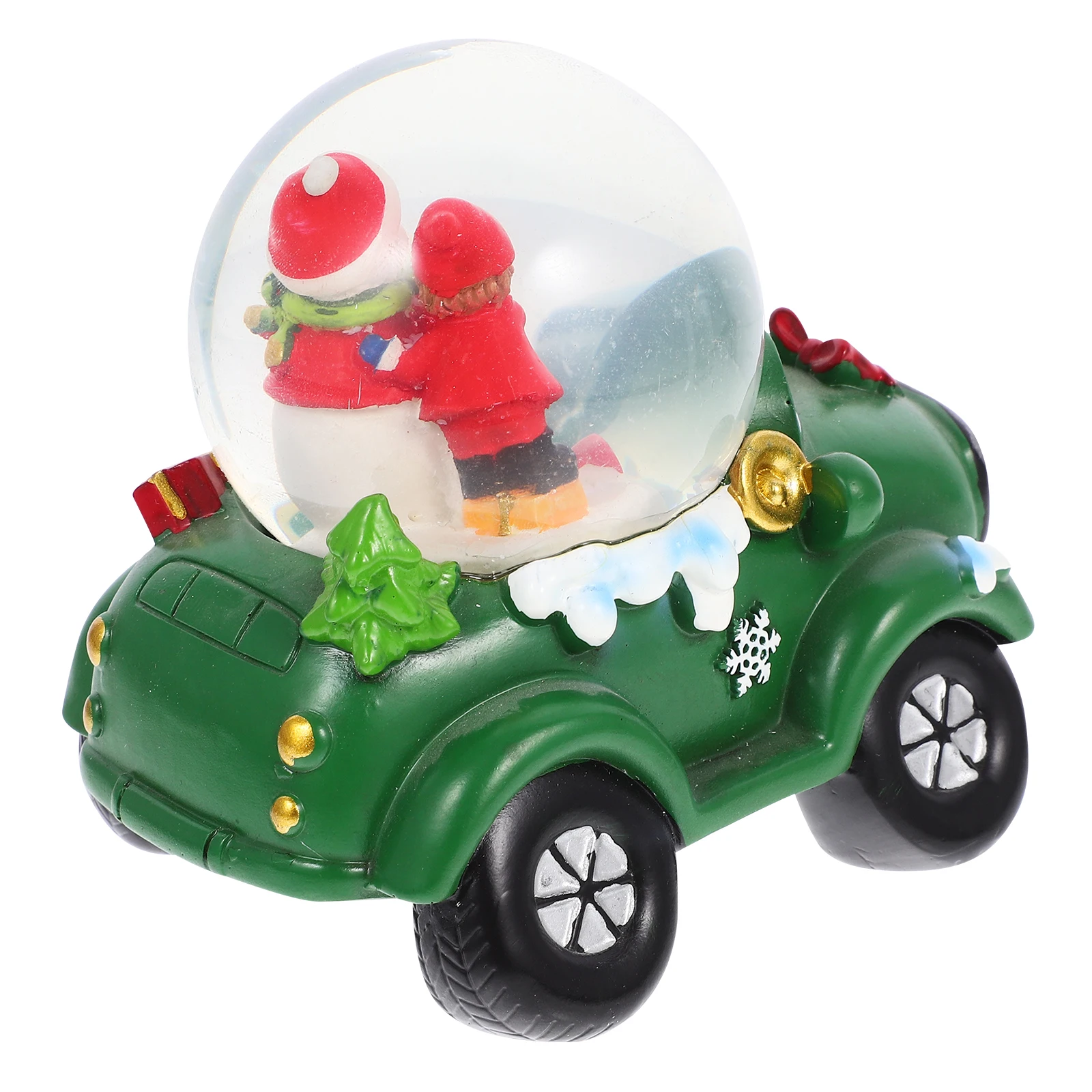 

Santa Claus Car Ornaments Christmas Decor for Xmas Flash Desktop Crystal Ball Resin Adornment Decoration Tabletop