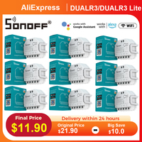 SONOFF DUALR3/DUALR3 Lite Dual Relay Module 2 Gang/ Way Smart Switch Power Metering Timing Work With EWeLink Alexa Alice Google