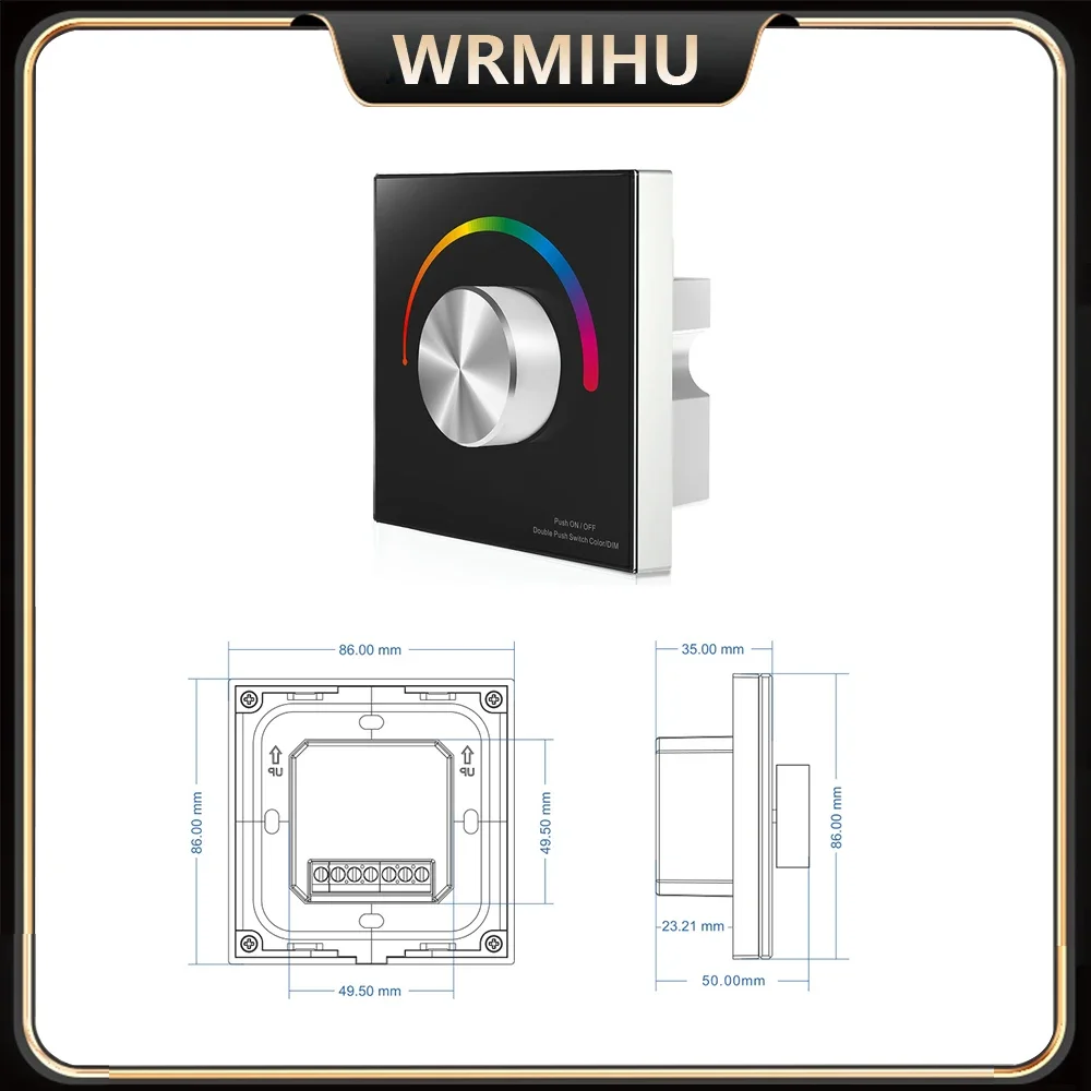 DC12-24V T3-K 4A * 3CH stałe napięcie montowany na ścianie 86 pokrętło RGB PWM Panel sterowania obrotowy kontroler przyciemniania LED zdalnego