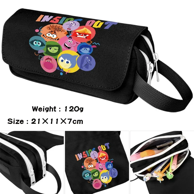 Disney Anime Inside Out 2 Pencil Bag Case Joy Sadness Anger Double-Layer Multifunctional Pen Case Students Stationery Supplies