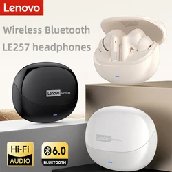  Lenovo LE257 TWS Wireless Bluetooth 6.0 Headphones HiFi Sound ENC Call Noise Reduction Earphone Gaming Sports Headset With Mic