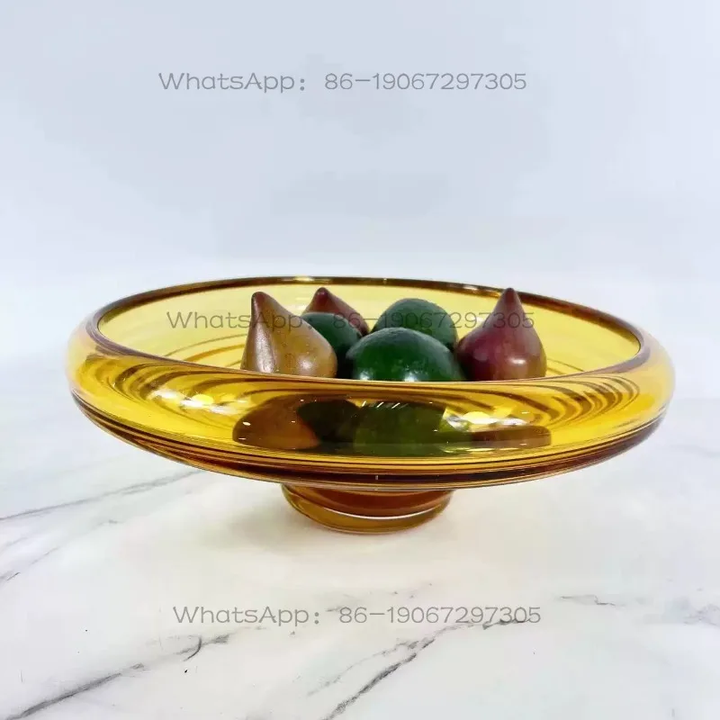 Modern Simple Thread Glazed Soot Fruit Plate Ornament Living Room Entrance Coffee Table TV Cabinet