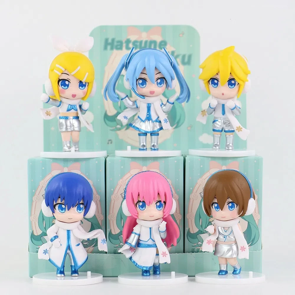

6pcs/set Anime Hatsune Miku q-version Standing posture Winter version Action Figure PVC Model Toys Doll Desk Decor Gifts boxed