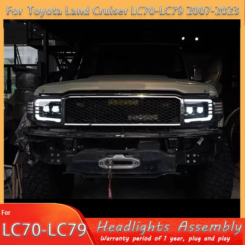 

Фара для Toyota Land Cruiser LC70-LC79 (2007-2023) — обновленная, модифицированная, с новыми динамическими ДХО и светодиодными поворотниками, автоматическая