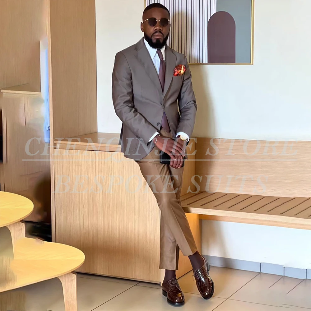 

Elegant Business Men's Suits Casual Chic Office Male Clothing Customized Single Breasted 2 Piece Jacket Pants Full Sets Outwear