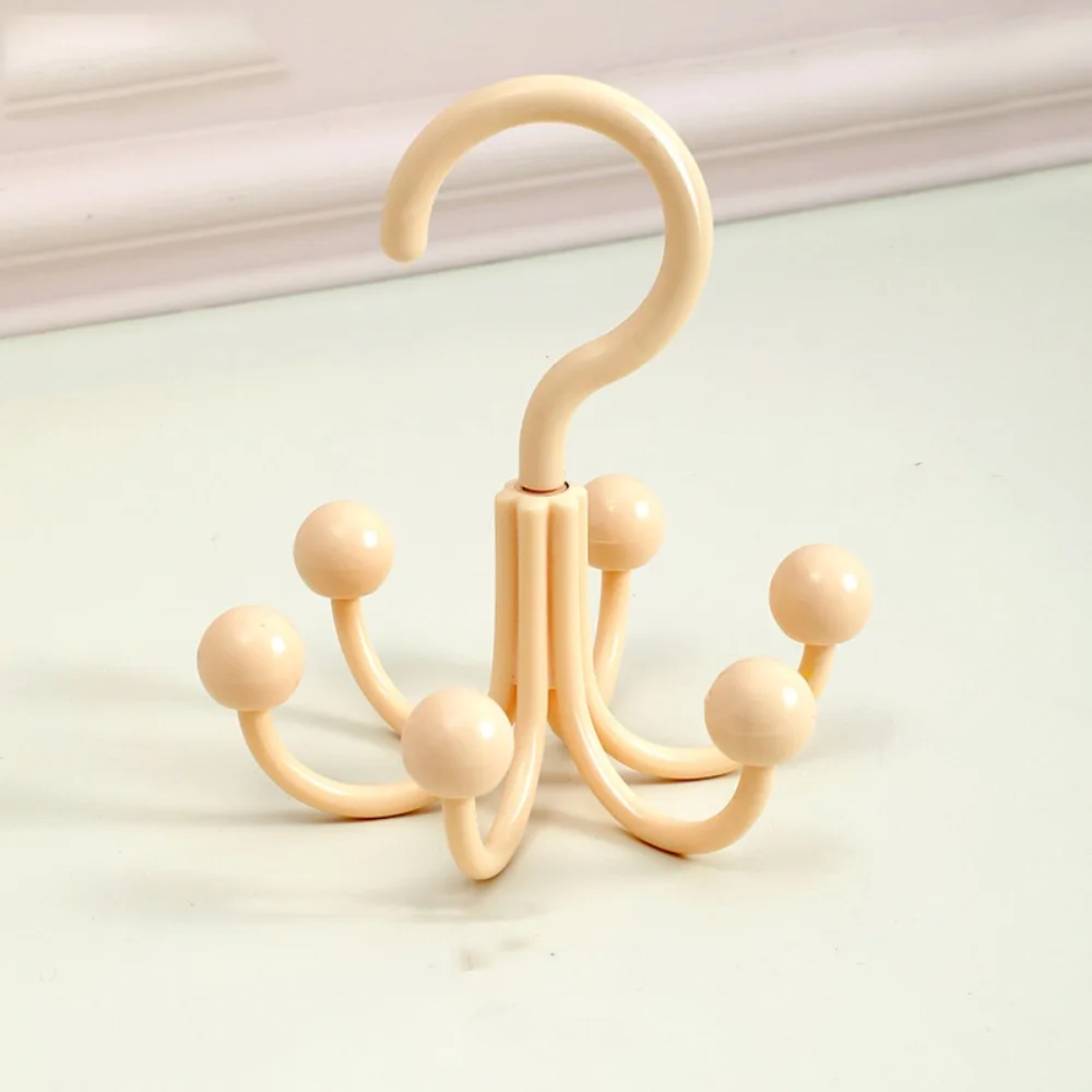 

6pcs Sturdy Six Claws Rotating Hook Portable Plastic Scarf Hat Bag Organizer Space-Saving Dopamine Hook Hanger Home Storage