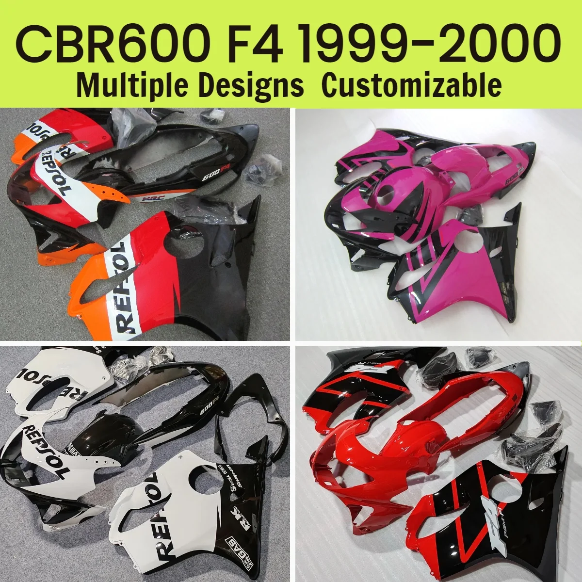 

For Honda CBR 600 F4 1999 2000 ABS Plastic Fairing Kit CBR600F4 99 00 Motorcycle Customized Body Parts Fairings