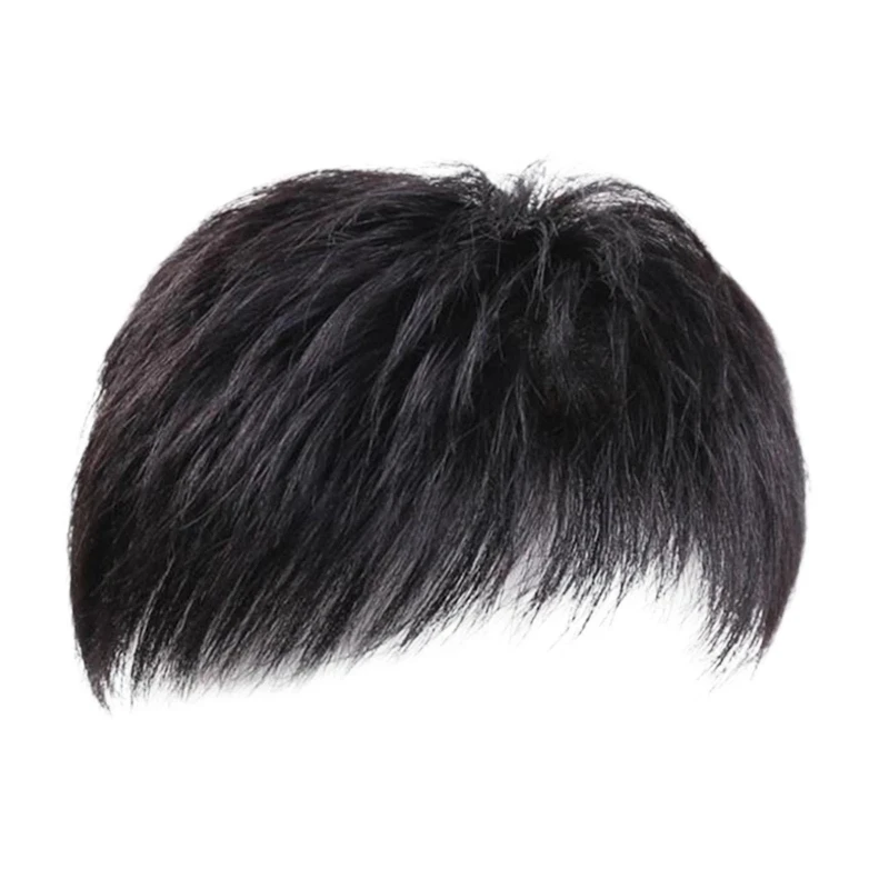 

Alimice Men Hair Tropper Short Men Topper Human Hair Toupee Clip for Covering White Loss Hair Toupee Male Daily Wear
