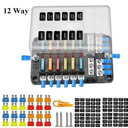 12V 24V 6 Way 12 Way Blade Fuse Box Holder For Car Boat Fuse Holder Block Power Panel Board Yacht RV Truck Accessories Set