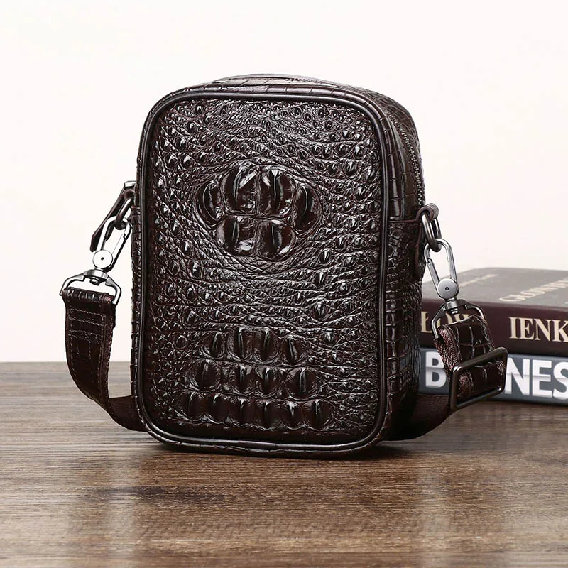 

Crocodile bone pattern men's single shoulder diagonal cross bag new business fashion casual men's bag leather trendy style
