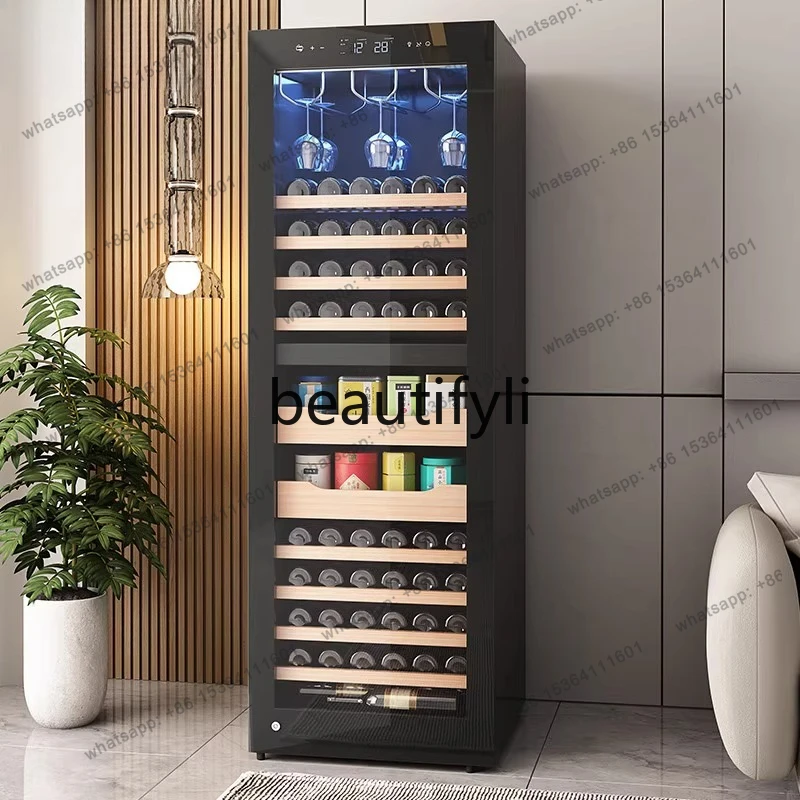 Four Seasons Constant Temperature Moisturizing Air Cooling Frost Free Ultra Thin Embedded Wine Cabinet Hanging Cup Tea with Lock