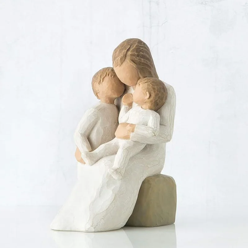 Hand-Painted Sculpture, Mother Holding Child Figure Sculpture Home Living Room Study Desktop Decoration Decoration Holiday Gift