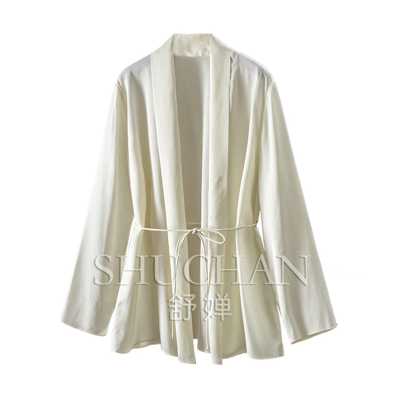 

Thin Cardigan Women 21B4 100% Natural Silk Blouses for Women Fashion 2025 Summer Women Tops Open Stitch