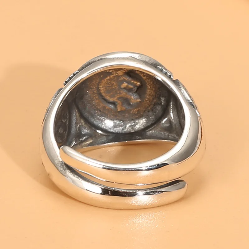 Ring aus 925er Silber, männlich, Single-Power-Stil, personalisierbar, Vintage-Stil, Thai-Silber, Öffnung, verstellbar, Hipster-Ring, Fabrikgroßhandel