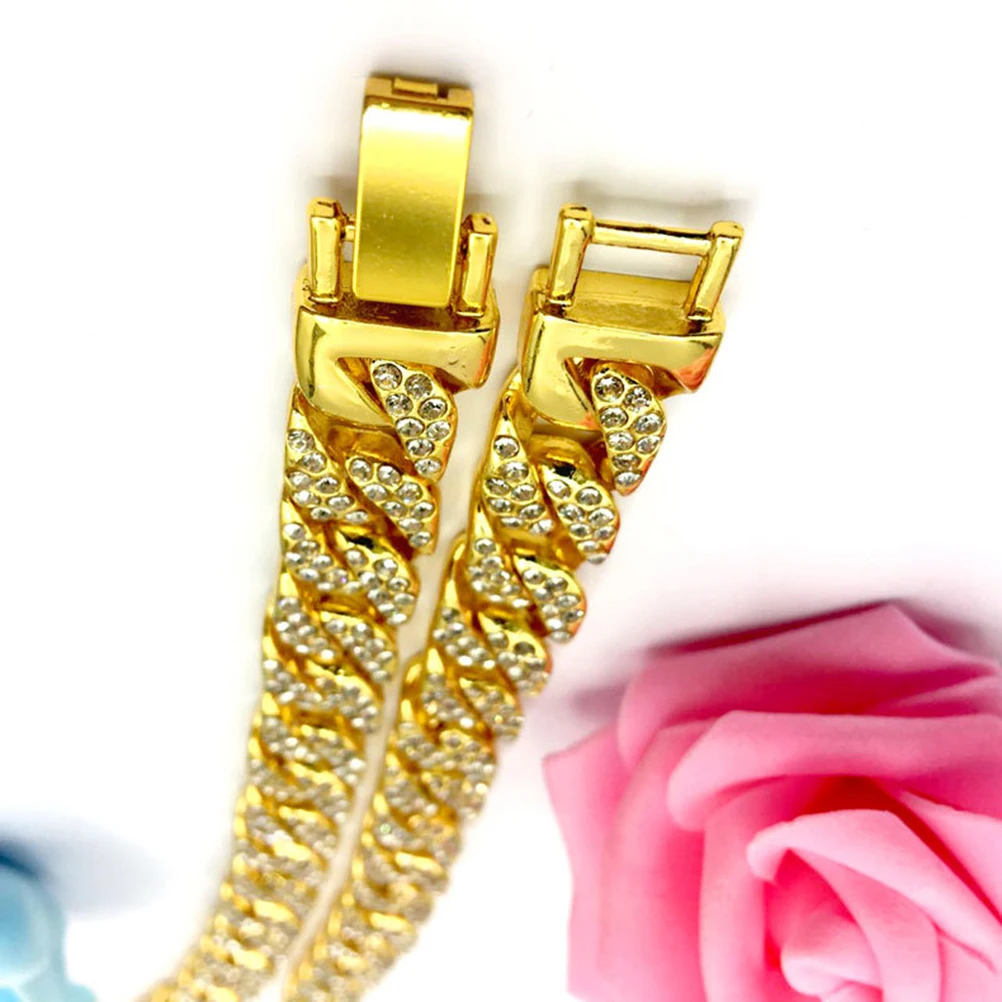 

Rhinestone Necklace Gold Plated Chain for Women Men Hip Hop Jewelry Bling Crystal Pendants Cubana Link Accessories