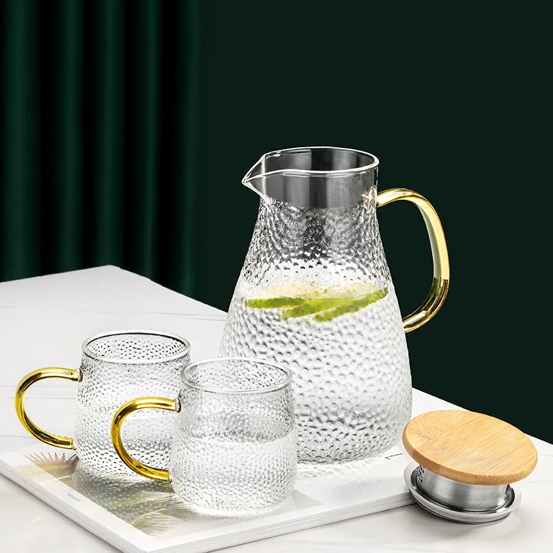 

1.2/1.8L Cold Glass Water Jug Transparent Heat Resistant Water Pot With Handle Large Capacity Refrigerator Water Kettle Pitcher