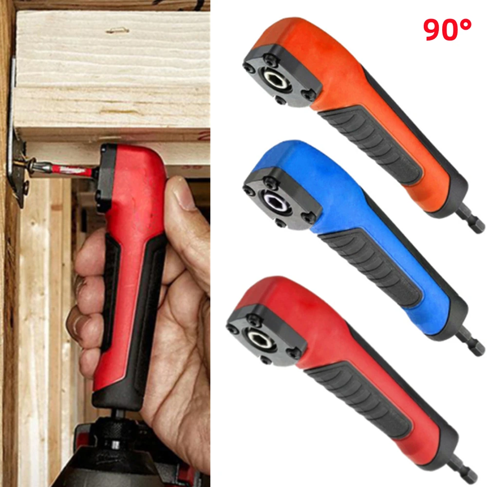 90° Right Angle Extension Driver Drilling Shank Screwdriver 1/4 inch Hex Wrench Drill Bit Magnetic Socket Holder Power Tool