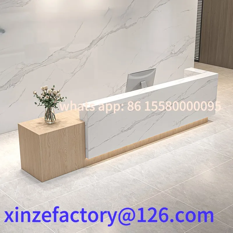 

Customizable Reception Desk Property Reception Table L Corner Marble Slate Bar