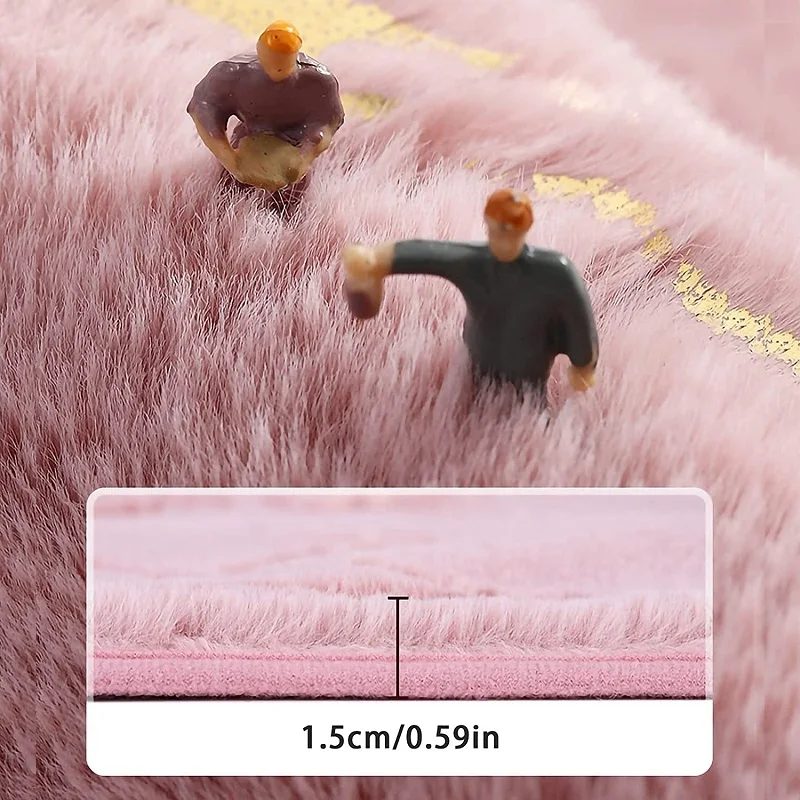 Inyahome Non-Slip Bathroom Mat Faux Fur Rabbit Pink Black Bathmat 40x60cm 50x80cm Shower Bathroom Carpet Tolite Floor Rug WC Mat