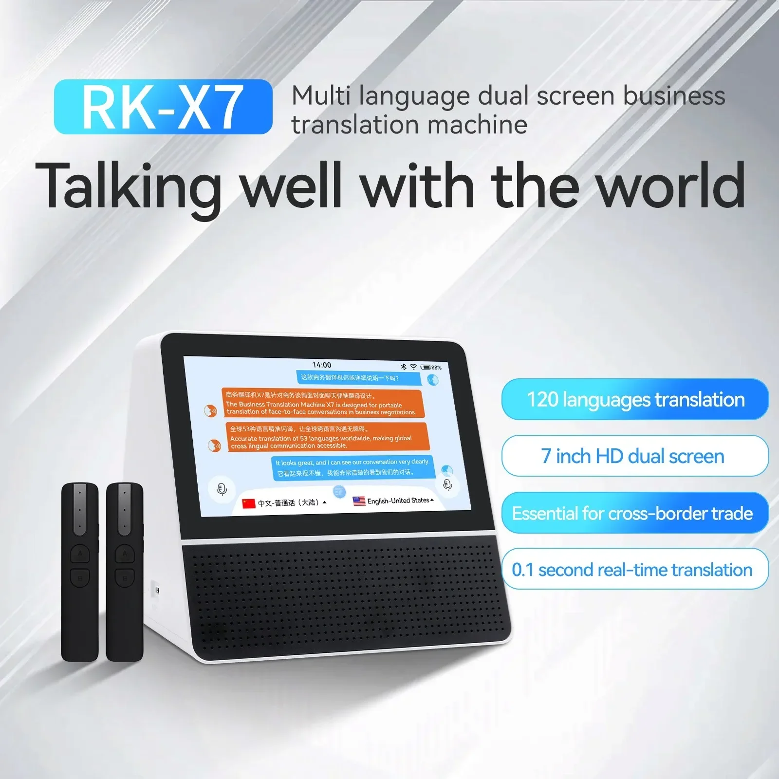 Desktop Dual Screen Translator, Voice Translator, Voice Translator, Dual Screen, 120 Language, 2 Way, Instant Speech, Melhor qualidade