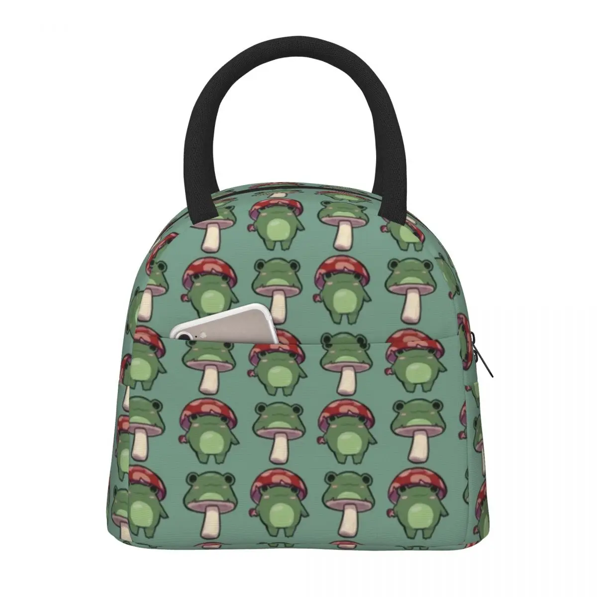 

Mushroom Frog Lunch Bag Animal Cartoon Frogs Aesthetic Vintage Lunch Box Travel Tote Food Bags Oxford Graphic Design Cooler Bag