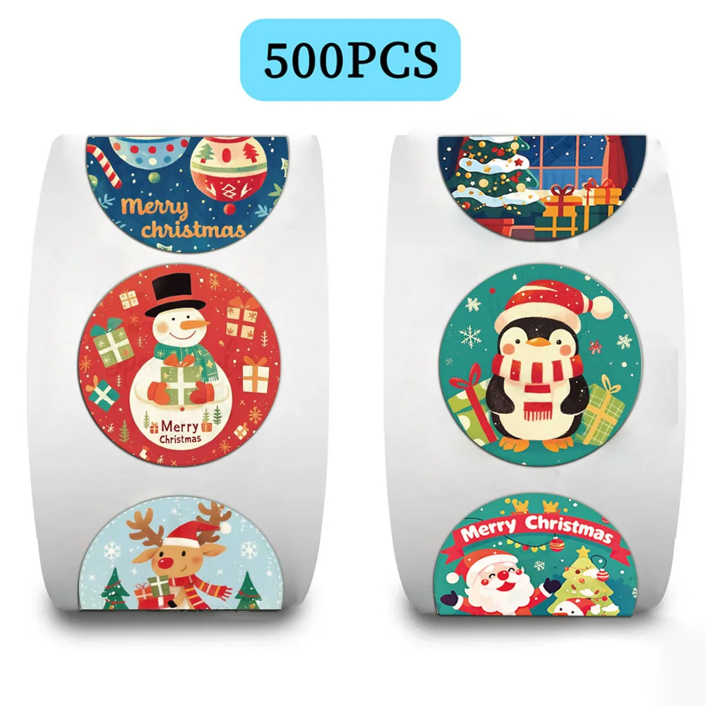 500PCS Cartoon Creative Christmas Gift Stickers Sealing Stickers Merry Christmas Adhesive Labels