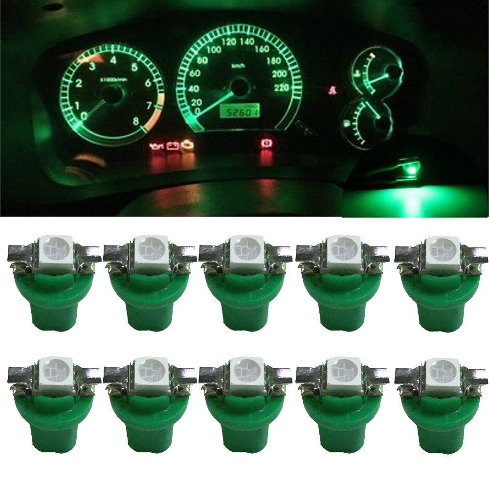 10pcs Universal Car Dashboard Dash Gauge Instrument Light Bulbs T5 B8.5D 5050 1 SMD LED Car Lights Car Interior Accessories