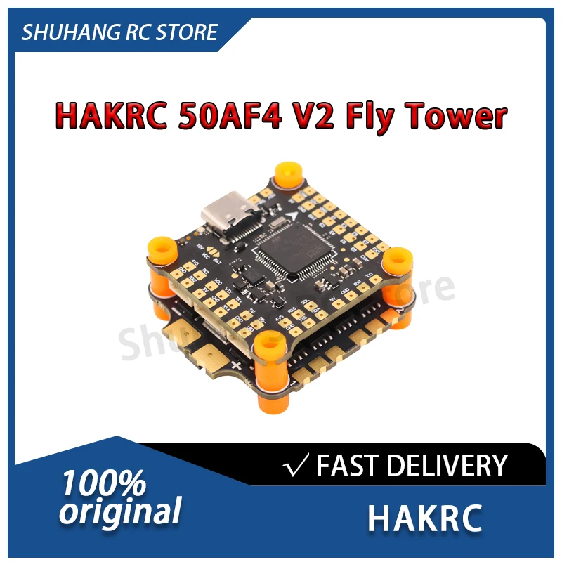 

HAKRC 50AF4 V2 Fly Tower 2-6S Lipo Support External Programmable LED RX2 Compatible with SBUS for Medium-to-large FPV
