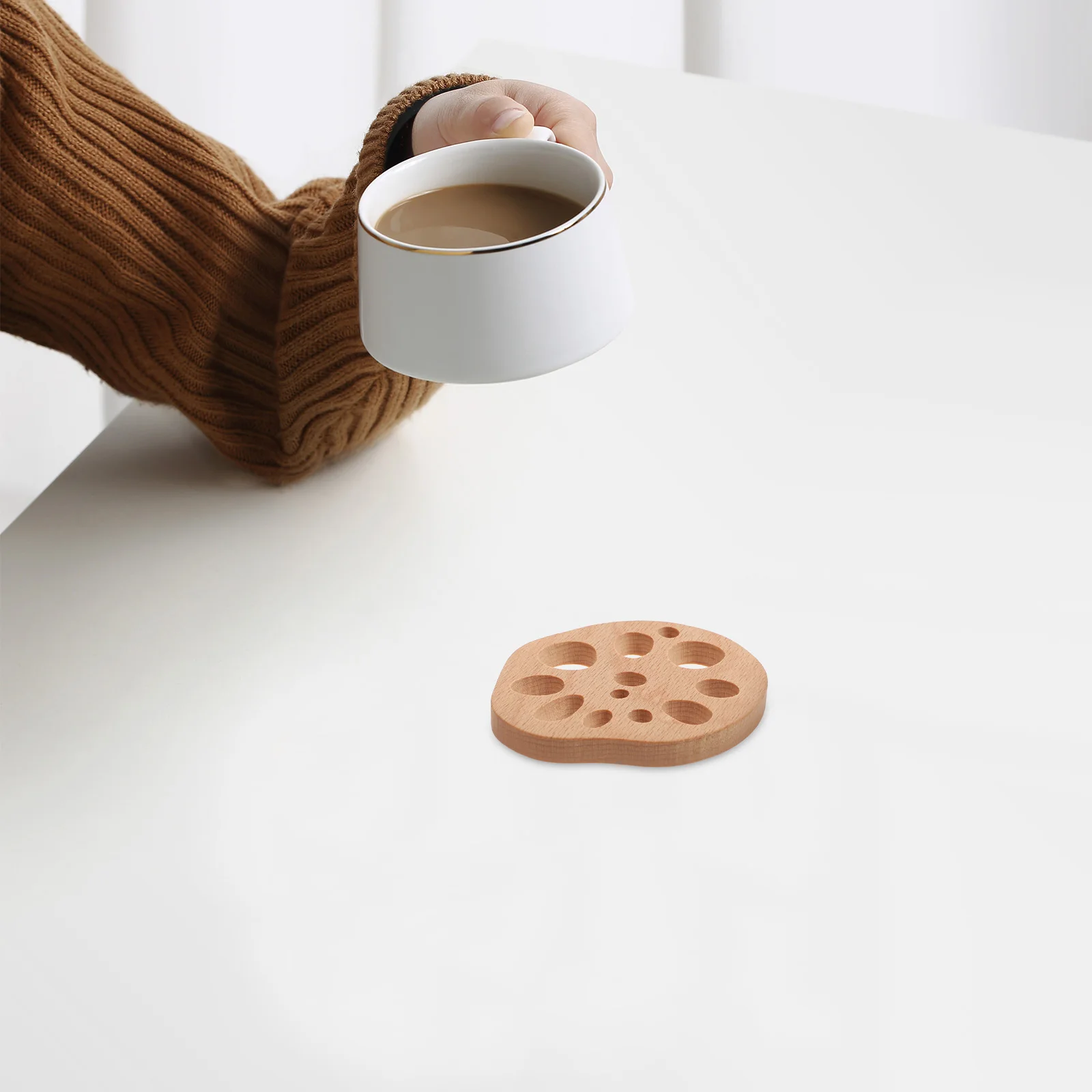 

4 Pcs Wooden Coasters Coffee Table Decor Cup for Desk High Temperature Resistance