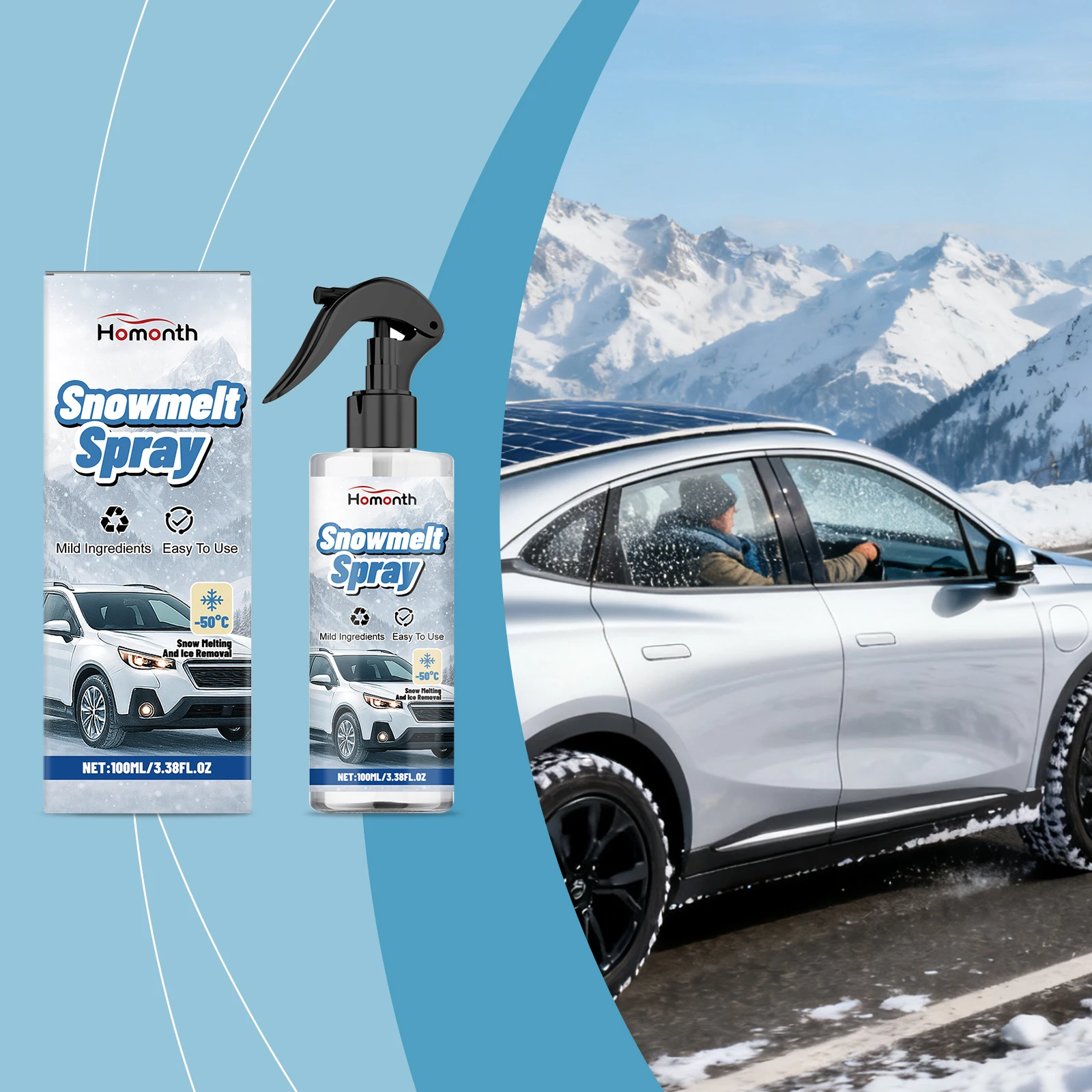 

Instant Car De-Icing Spray - Melts Frost & Ice on Windshield in Seconds,Quick Winter Emergency Solution for Clear & Safe Driving