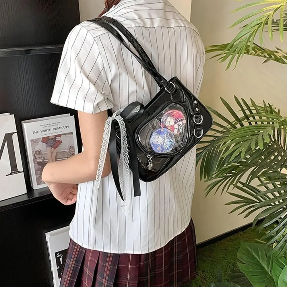 

Y2K Transparent Love Itabag Zipper Bag JK Kawaii Shoulder Bag Underarm Commuting Bag Small Item Bag Lace Crossbody Bag Men