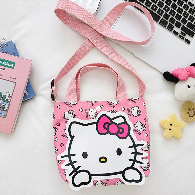 Sanrio Tote Bag Kawaii Cartoon Cinnamoroll Kuromi Shoulder Bags for Children Crossbody Messenger Pouch Cosmetic Travel Backpack