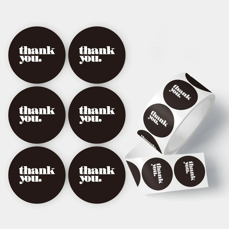

250Pcs Simple White Black Thank You Round Seal Sticker Gift Stickers for Homemade Packaging Decoration Label 3.8cm 1.5inch