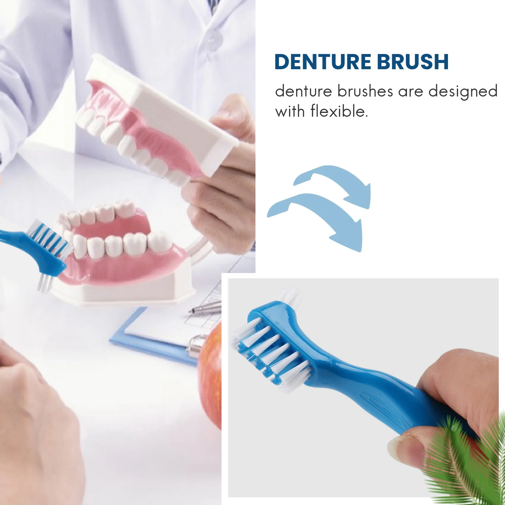 12 Pack Denture Brush Hard Denture Cleaning Brush False Teeth Brush Toothbrush