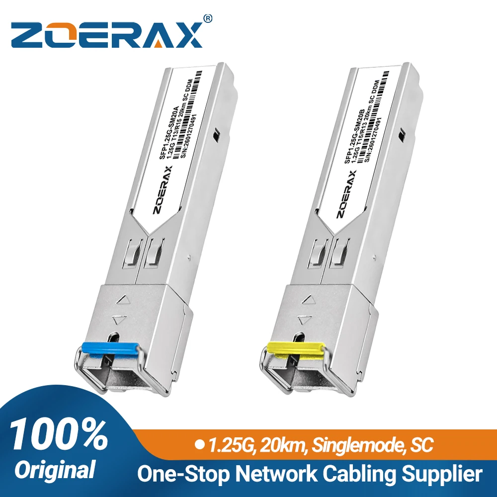 ZoeRax SFP Module 1.25G 20km Simplex SC 1310/1550nm Singlemode with DDM Stable Transmission Compatible for Cisco TP-Link