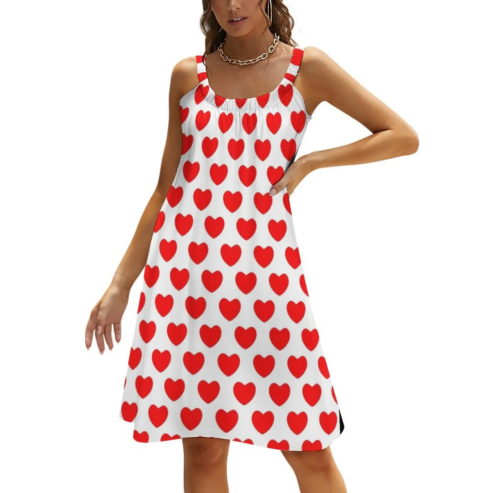 

Red Hearts on White Beach Sling Skirt women's evening dresses women's fashion dresses dress dress dresses