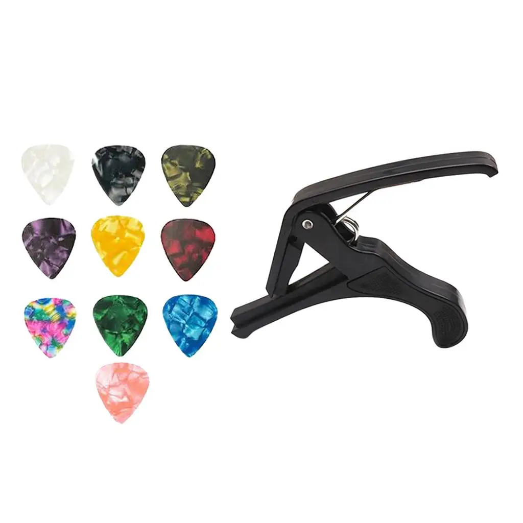 Pack of 10 Picks for Electric Guitar, 0.46 Mm And Capo, Perfect for Electric Acoustics And