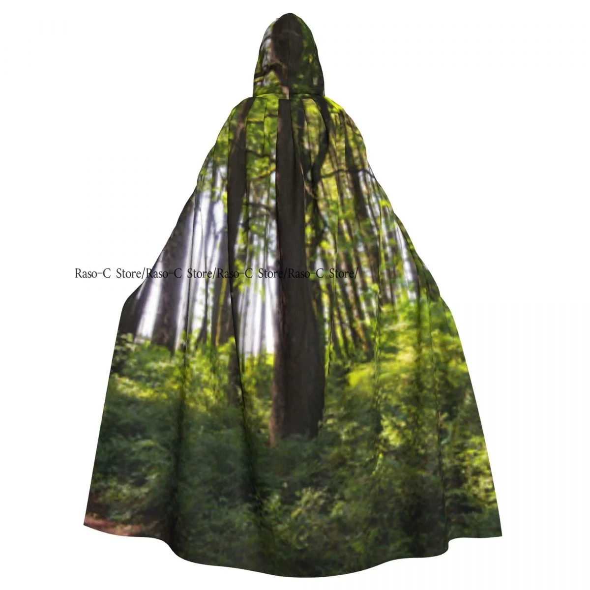 Long Cape Cloak Pathway In A Shady Forest Of Bushes Thick Trunks Grass Unique Wild Life Scenery Hooded Cloak Coat Autumn Hoodies