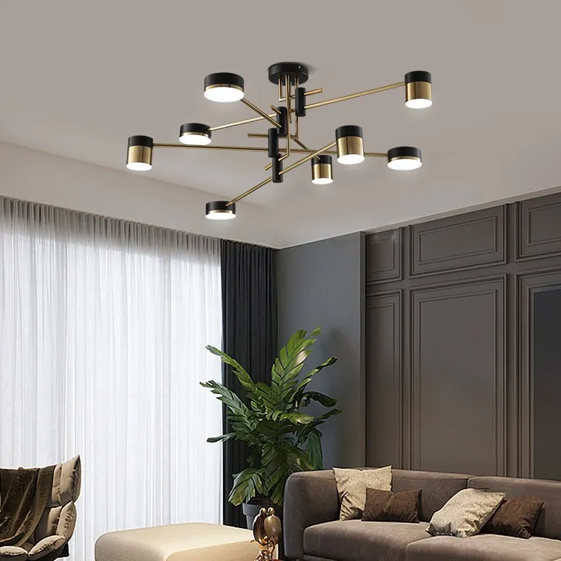 Modern Bedroom Led Ceiling Chandelier Black For Living Dining Room Office 3 Color Dimmable Flush Mount Led Ceiling Lights