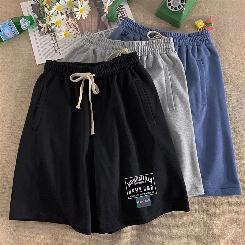 

Американские ретро-шорты в гонконгском стиле, вязаные спортивные шорты для мужчин, летние тонкие японские шорты из чистого хлопка, свободные повседневные шорты, большие шорты-боксеры