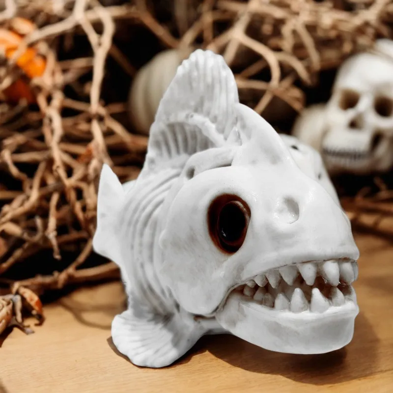 Halloween Skull Decorations Creative Simulation Of Fish Bones Horror And Thrilling Home Decor Halloween Party Resin Ornaments