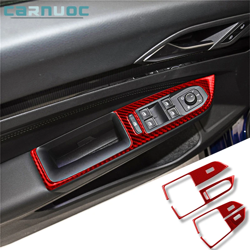 

For Volkswagen VW Golf 8 MK8 GTI 2021 Carbon Fiber Window Lift Panel Interior Decorative Stickers Car Styling Accessories