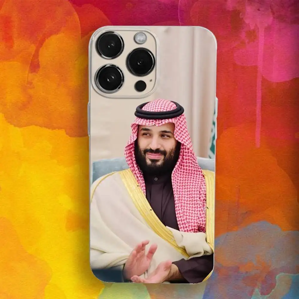 Custodia per telefono M-Muhammad Bins S-Salman per iPhone 16,se4,15,14,13,12,11 Plus,Pro,Max,XR,XS,X,Plus,SE,Mini Cover morbida trasparente