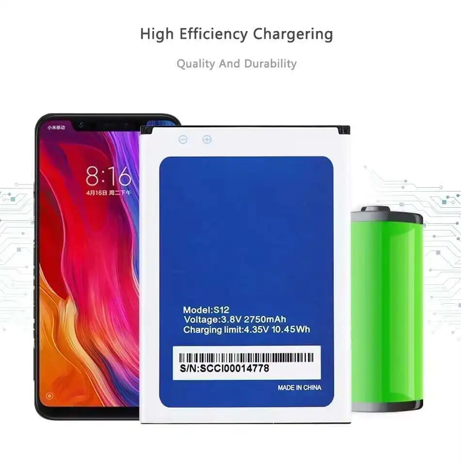 Bateria do telefone móvel para Homtom S12, 2750mAh