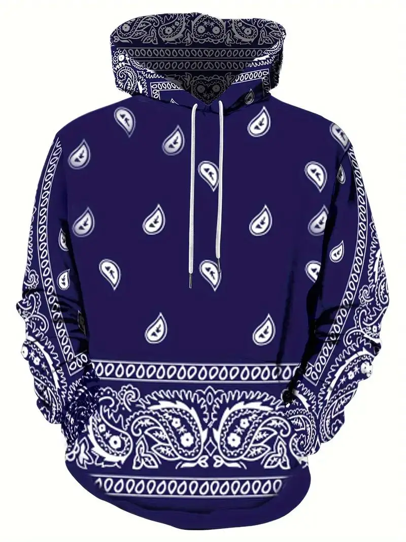 2024 Spring Autumn Men\'s New Fashion High Street Hoodie 3D Pattern Printed Pattern Sweatshirt Loose and Comfortable Long Sl