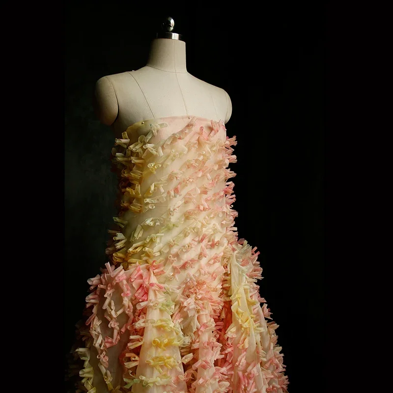 

50 см градиентная 3D текстурированная ткань с закатанными краями, креативная органическая рельефная керлинговая дизайнерская ткань, сделай сам, свадебное платье, реквизит для фотосессии